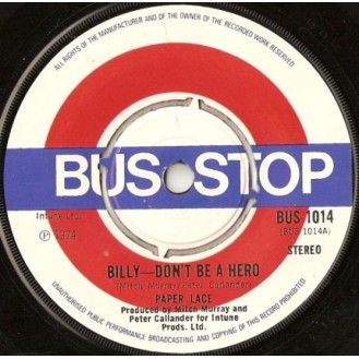 Paper Lace – Billy - Don't Be A Hero (Vinyl, 7